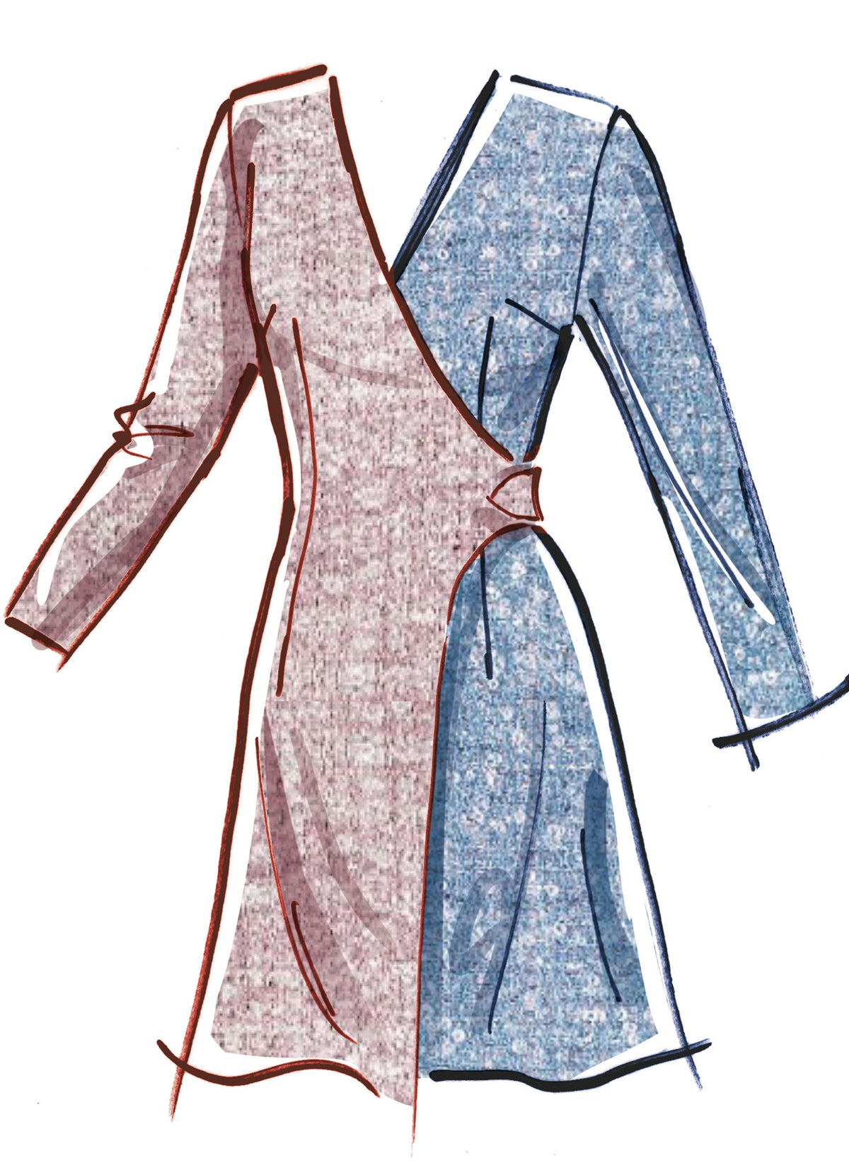 McCall's M8528 sewing pattern envelope showing blazer wrap dresses