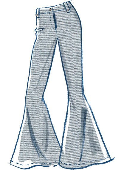 McCall's M8531 sewing pattern envelope showing flared trousers