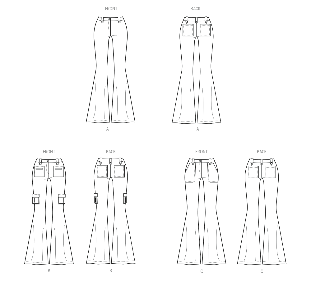 McCall's M8531 sewing pattern envelope showing flared trousers