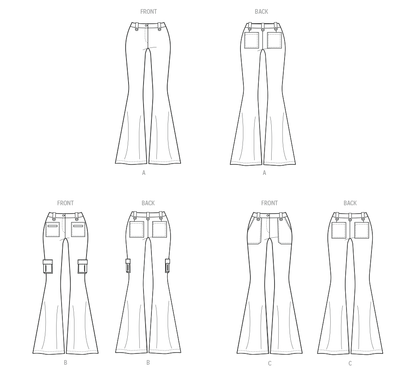McCall's M8531 sewing pattern envelope showing flared trousers