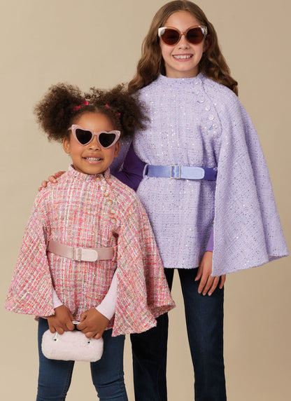 McCall's M8538 sewing pattern envelope showing girls' capes