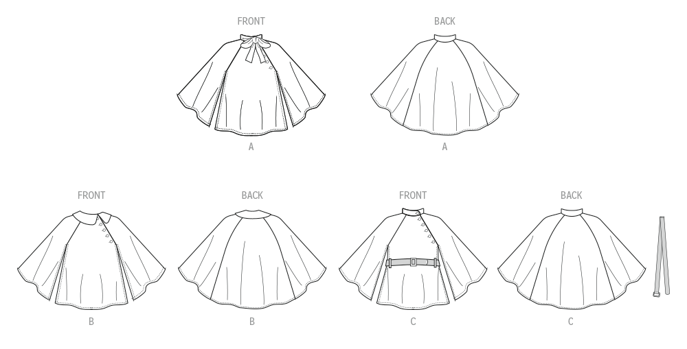 McCall's M8538 sewing pattern envelope showing girls' capes