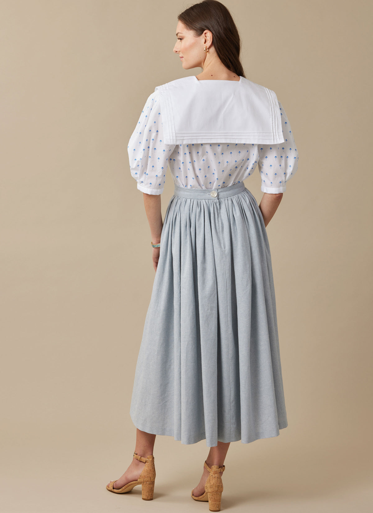 McCall's M8540 sewing pattern envelope showing vintage Laura Ashley top and skirt