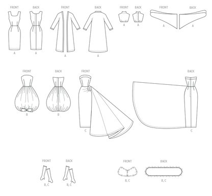McCall's M8544 sewing pattern envelope showing fashion doll clothes