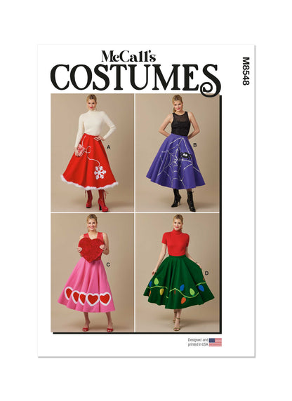 McCall's M8548 pattern envelope showing seasonal circle skirts