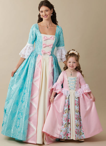 McCall's M8549 pattern envelope showing children's costume gowns