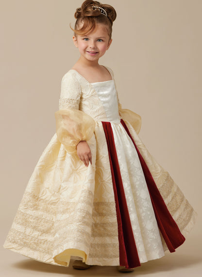 McCall's M8549 pattern envelope showing children's costume gowns