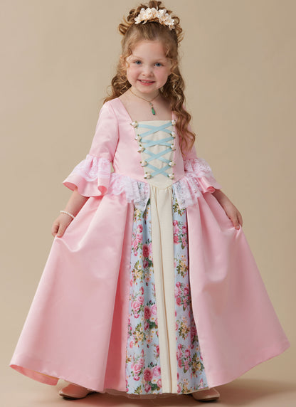 McCall's M8549 pattern envelope showing children's costume gowns