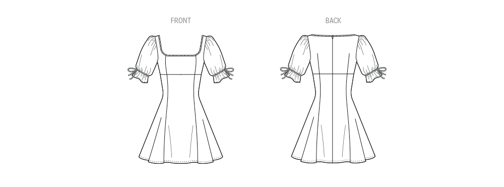 McCall's M8550 pattern envelope showing a fit and flare dress with puff sleeves