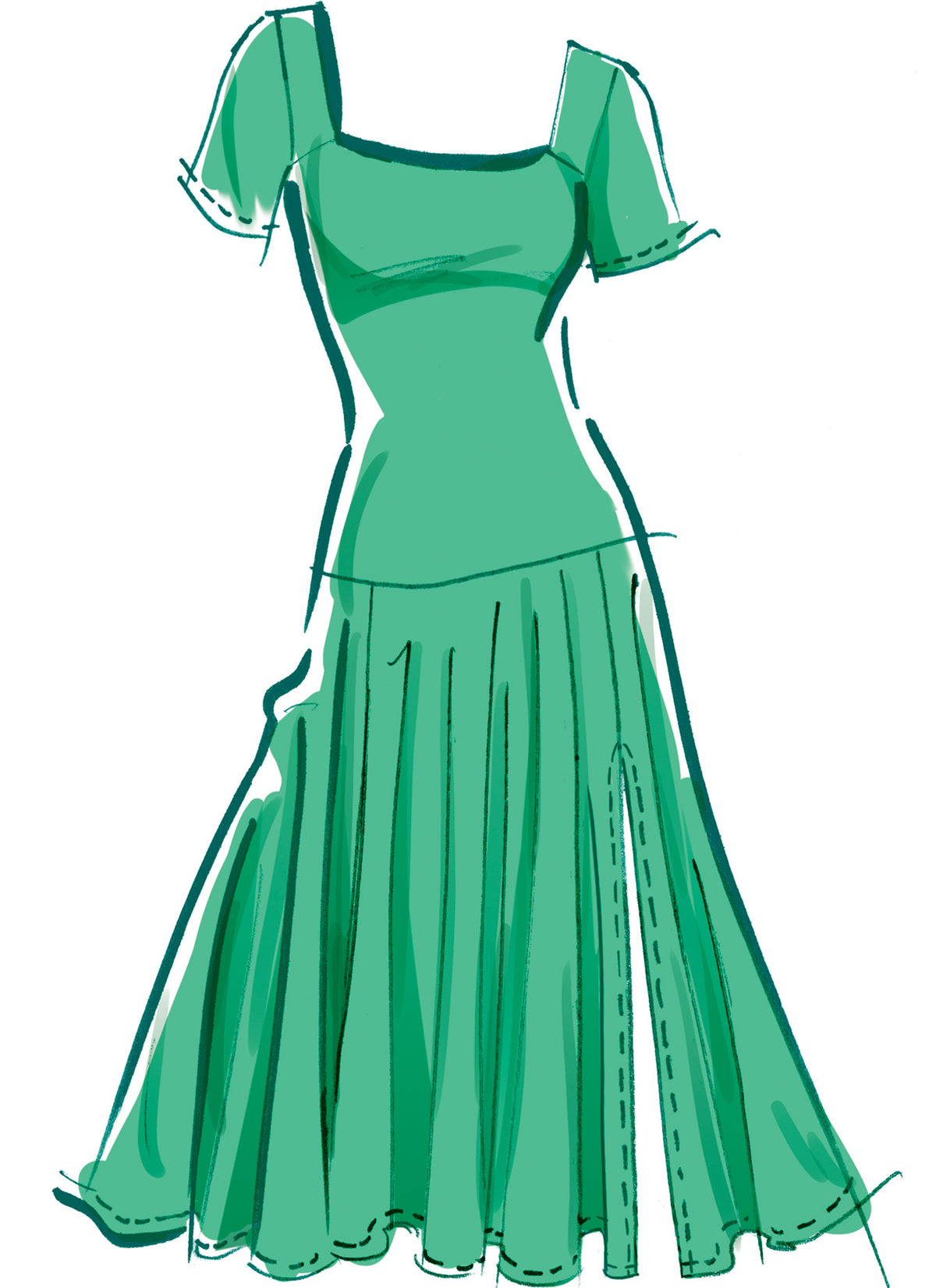 McCall's M8551 pattern envelope showing knit dresses with square necklines