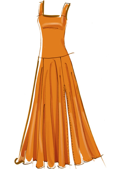 McCall's M8551 pattern envelope showing knit dresses with square necklines