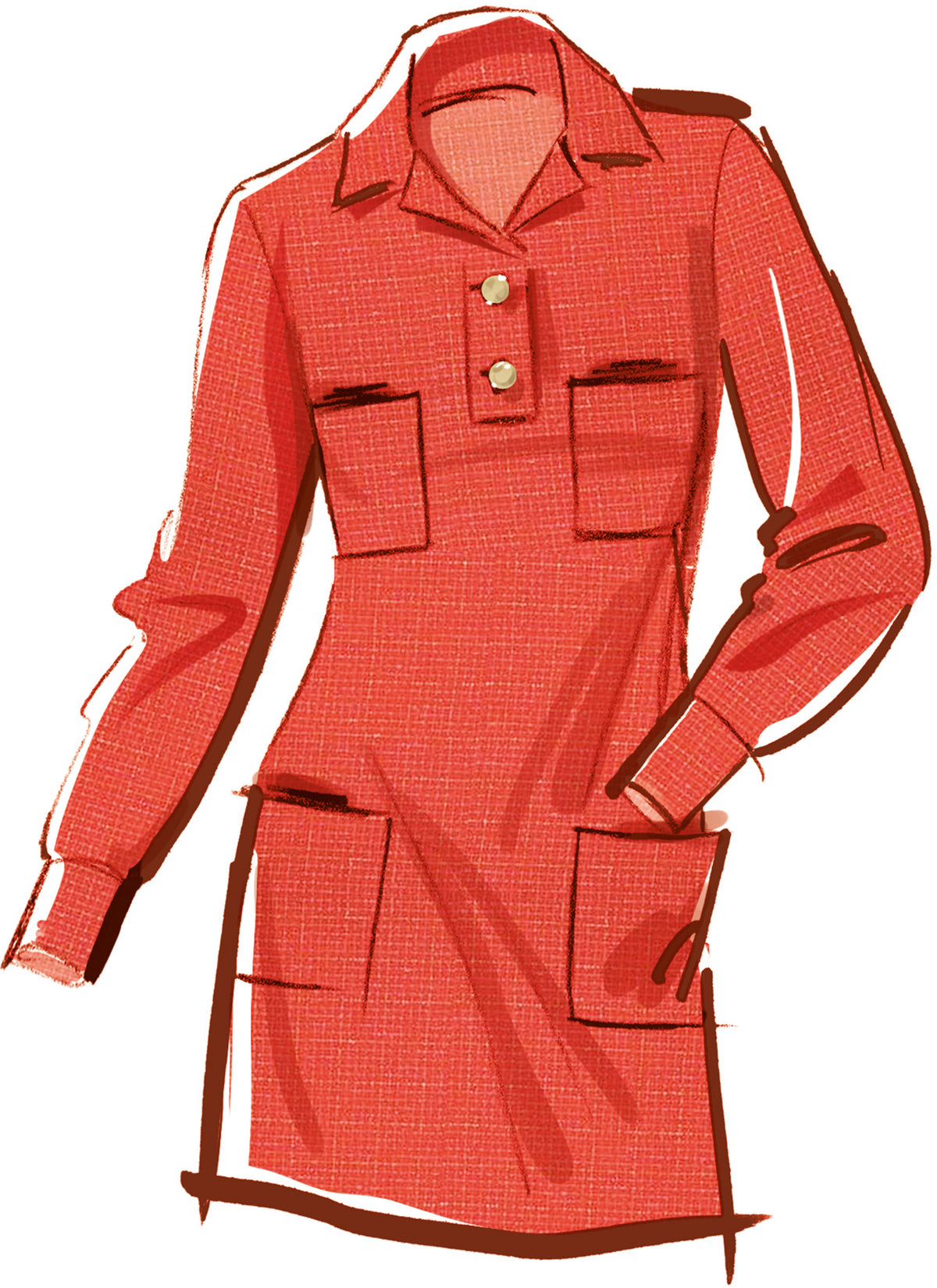McCall's M8552 pattern envelope showing lined shift dresses with polo collars