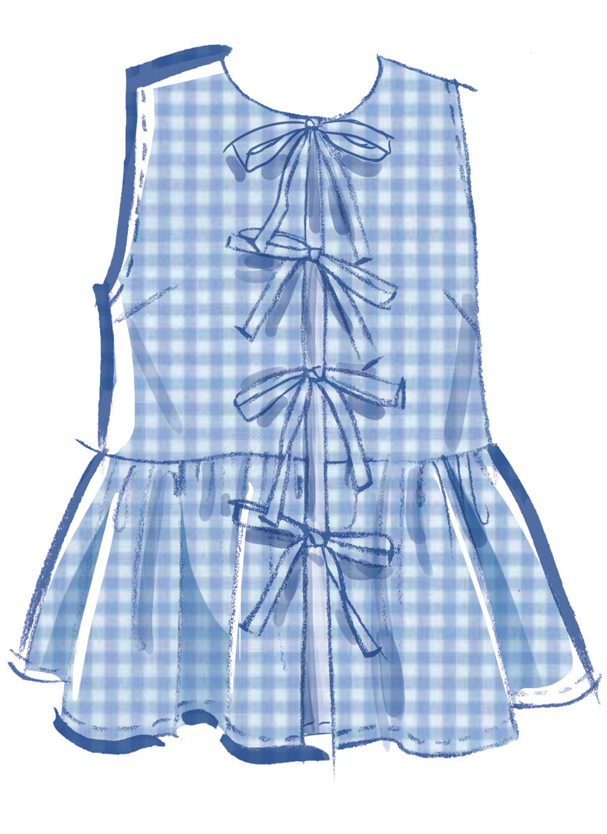 McCall's M8557 pattern envelope showing tie front tops in four styles