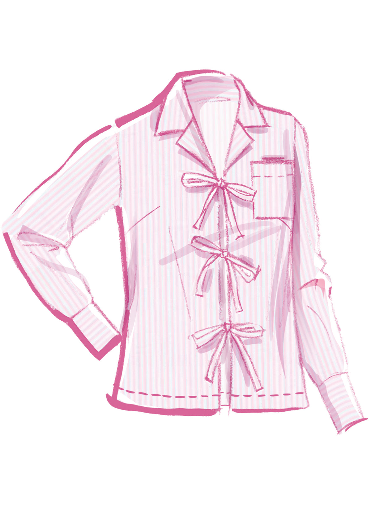 McCall's M8557 pattern envelope showing tie front tops in four styles