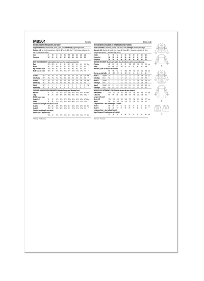 McCall's M8561 pattern envelope showing a button front jacket