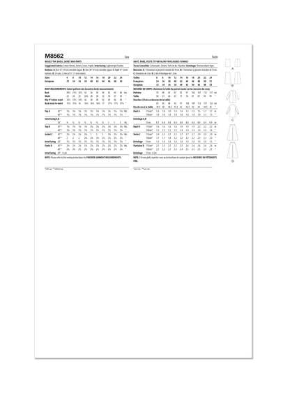 McCall's M8562 pattern envelope showing a sleeveless top and dress with square neckline