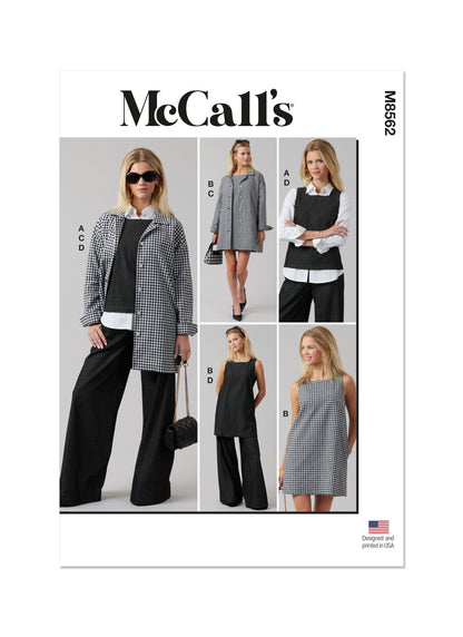 McCall's M8562 pattern envelope showing a sleeveless top and dress with square neckline