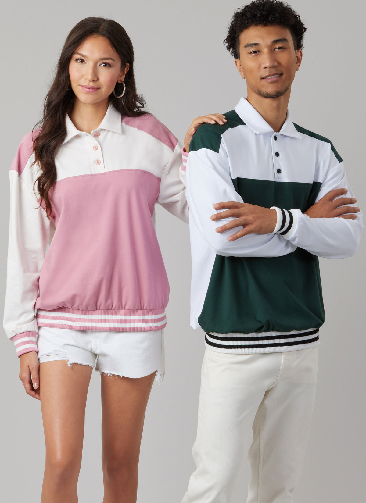McCall's M8564 pattern envelope showing unisex knit tops with collars