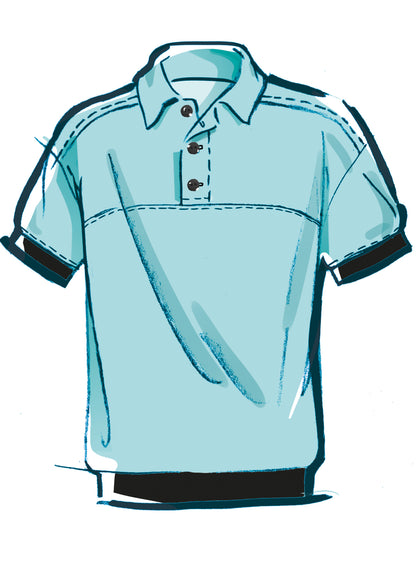 McCall's M8564 pattern envelope showing unisex knit tops with collars