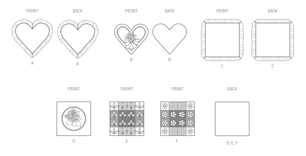 McCall's M8573 sewing pattern envelope showing heart and square cushions designs