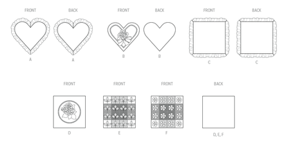 McCall's M8573 sewing pattern envelope showing heart and square cushions designs