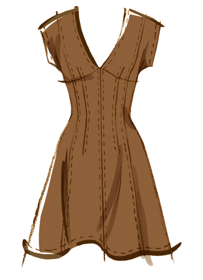 McCall's M8577 sewing pattern envelope showing fitted dress designs