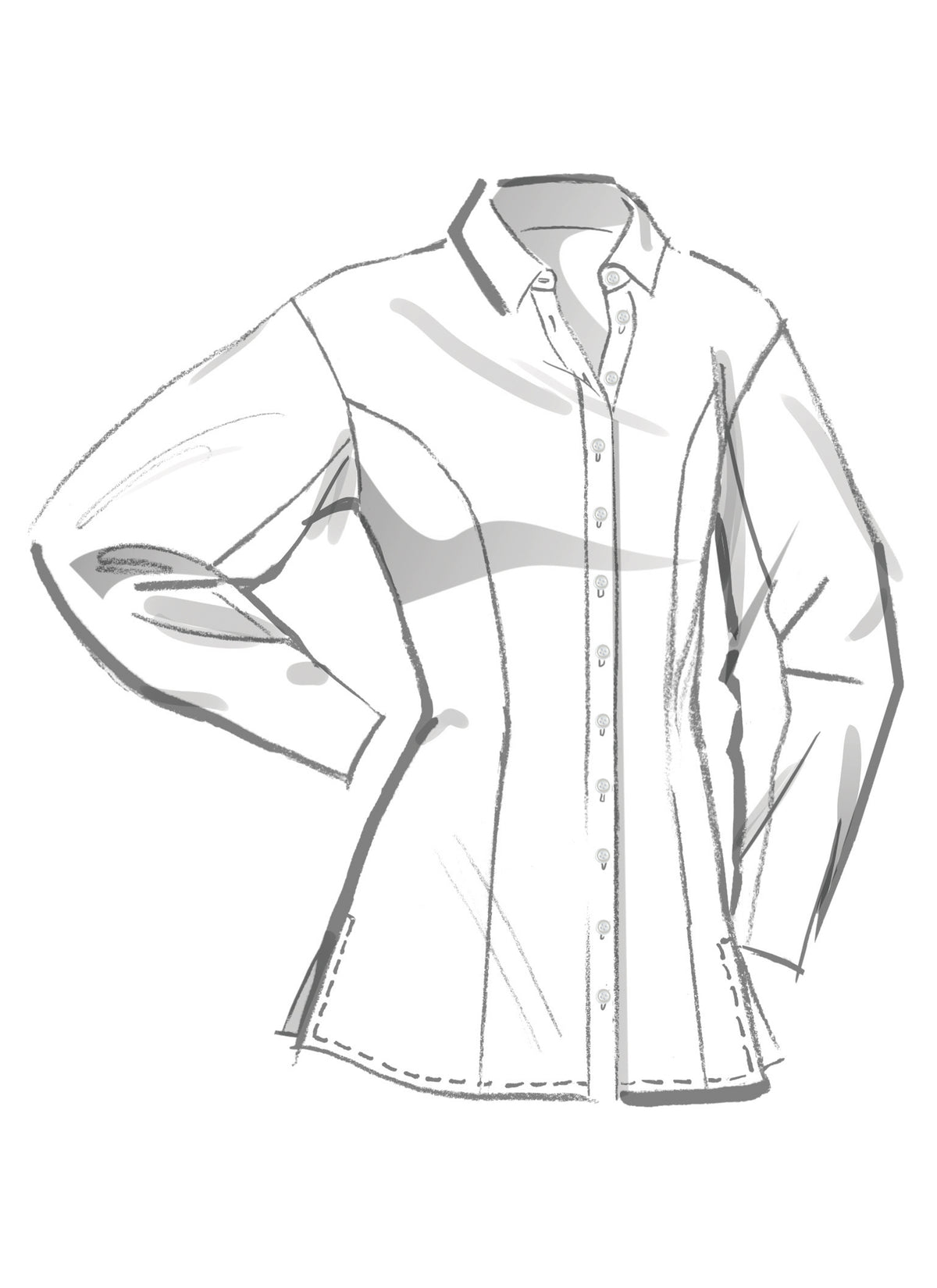 McCall's M8580 sewing pattern envelope showing fitted collared shirts designs