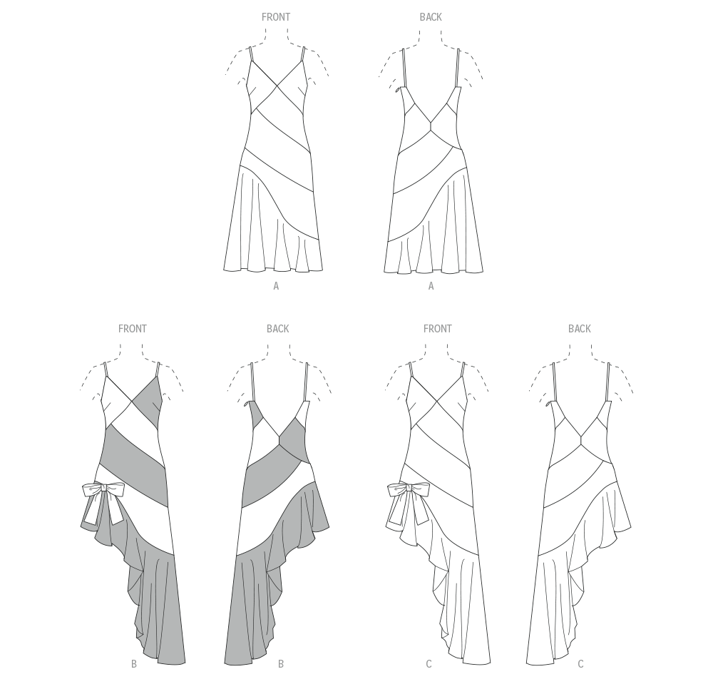 McCall's M8582 sewing pattern envelope showing bias cut slip dress designs
