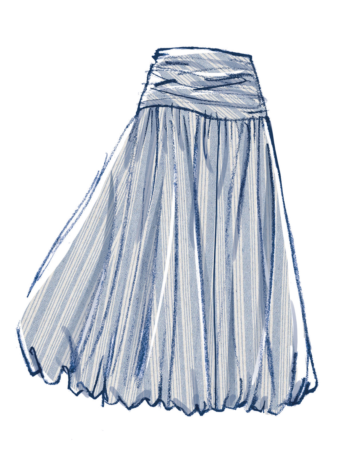 McCall's M8583 sewing pattern envelope showing bubble hem flared skirt designs