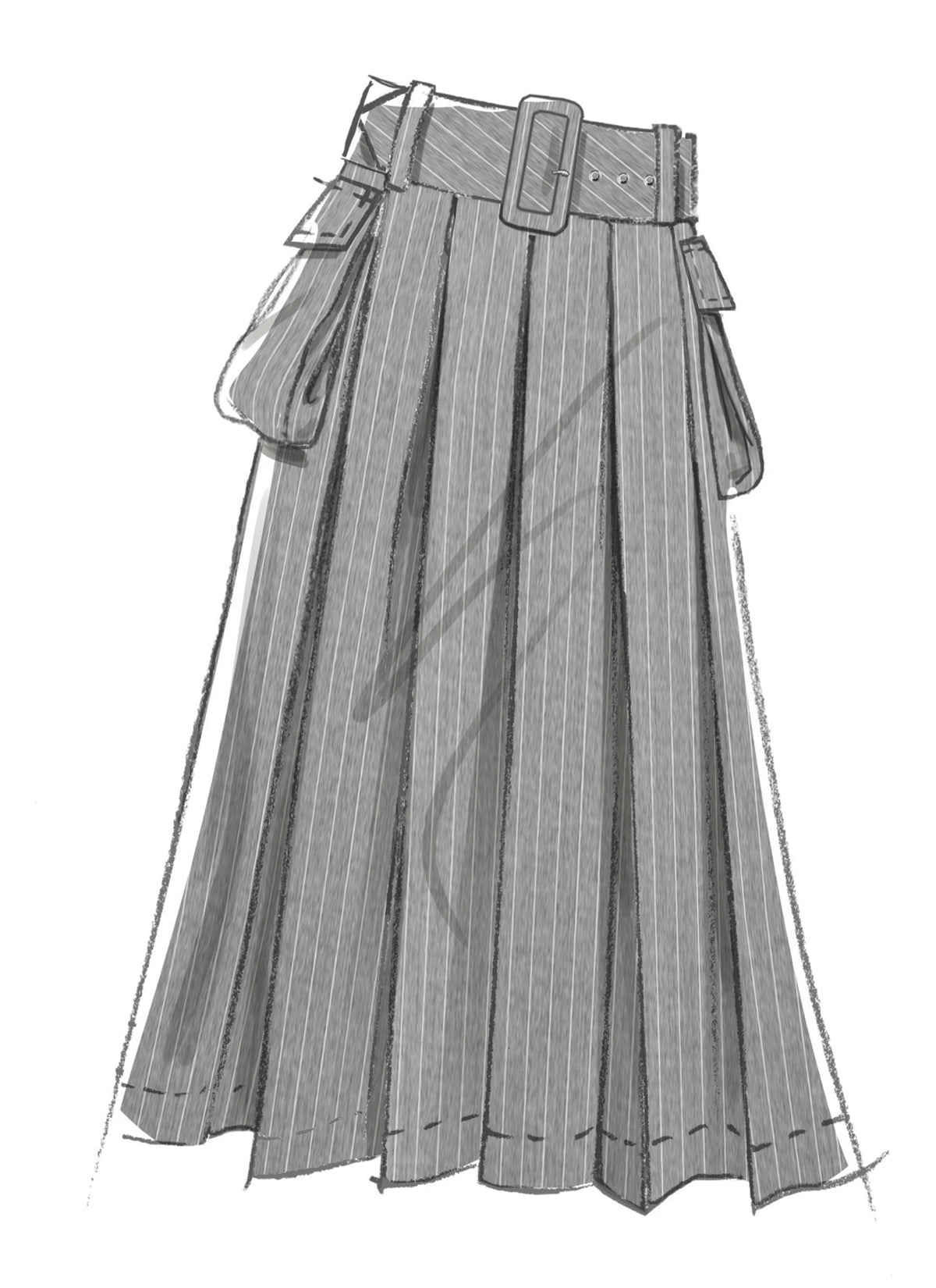 McCall's M8584 sewing pattern envelope showing pleated skirts designs