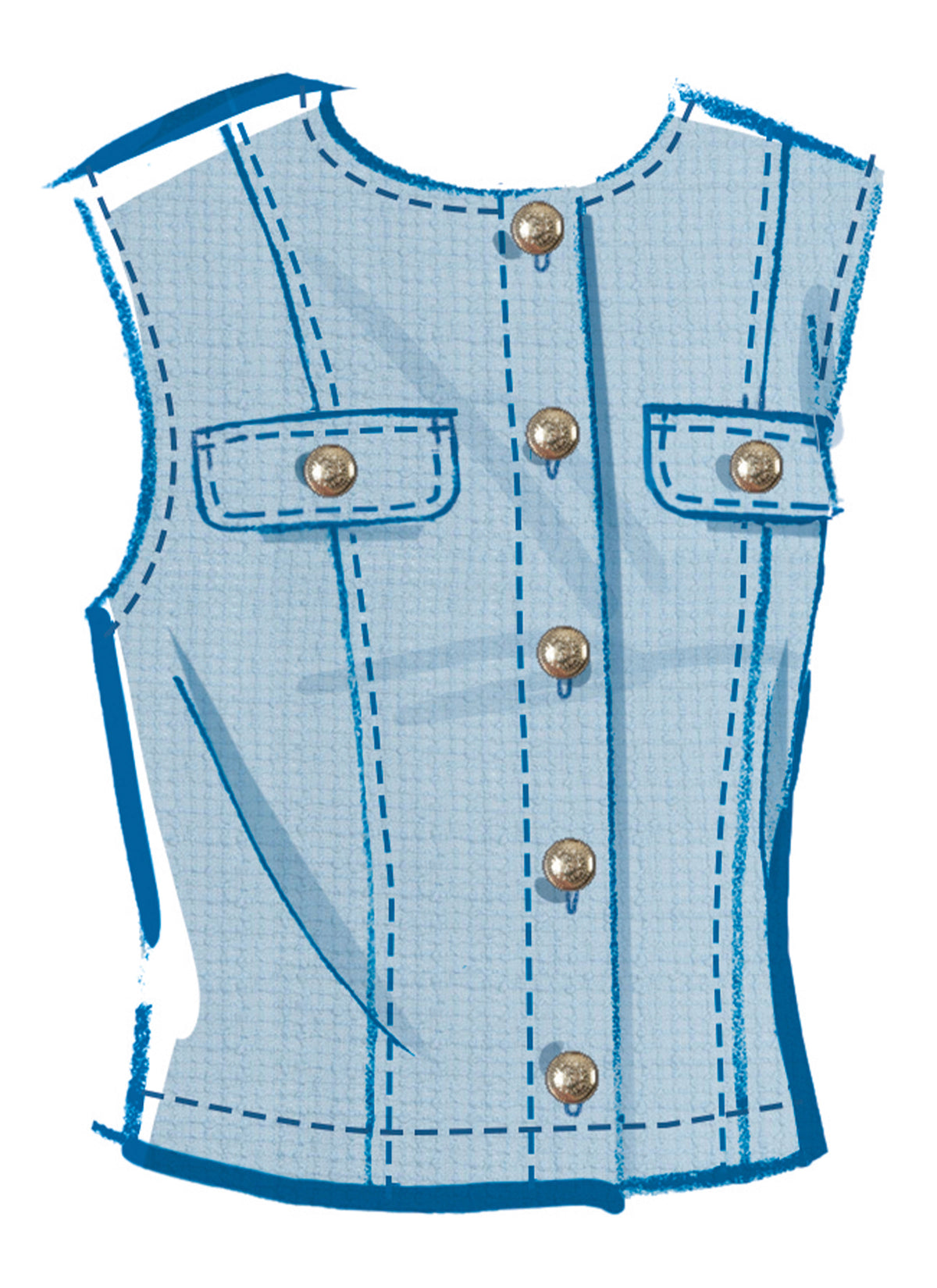 McCall's M8586 sewing pattern envelope showing fitted unlined top designs