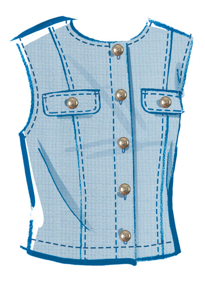 McCall's M8586 sewing pattern envelope showing fitted unlined top designs