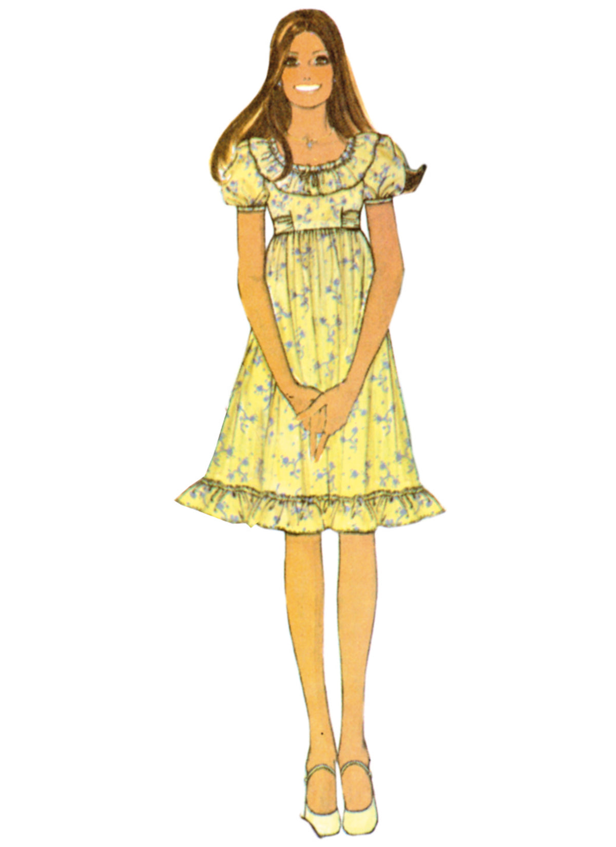 McCall's M8594 sewing pattern envelope showing 1970s laura ashley dresses designs