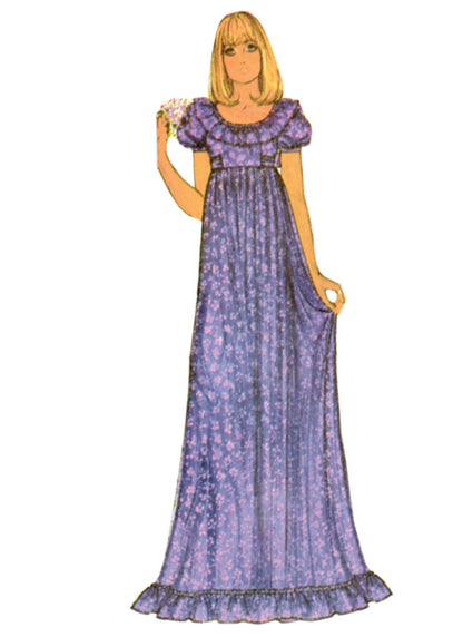 McCall's M8594 sewing pattern envelope showing 1970s laura ashley dresses designs