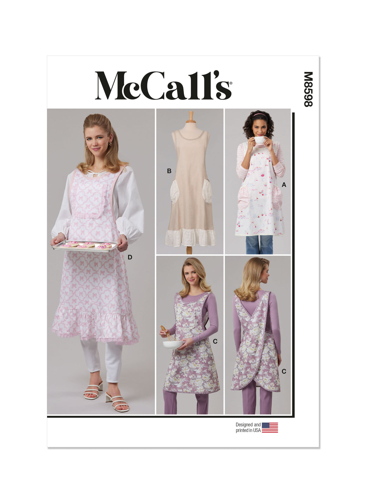 McCall's M8598 cross back apron sewing pattern envelope