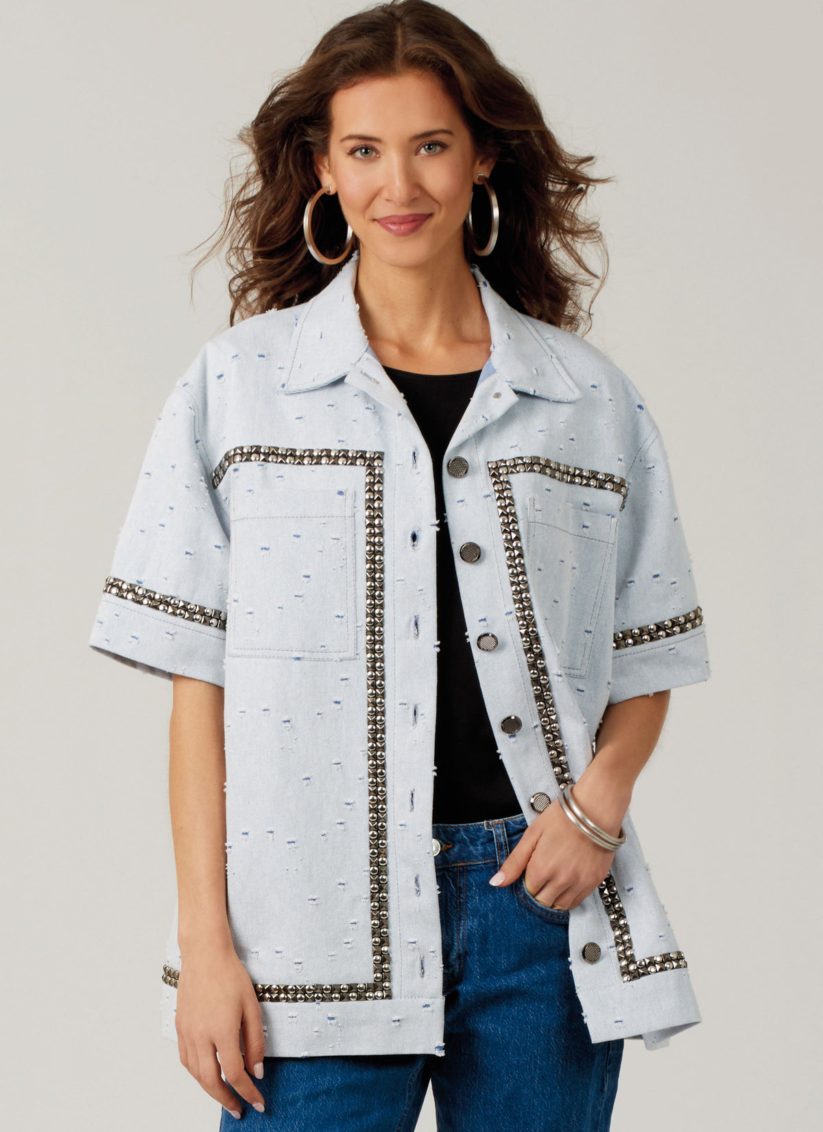 McCall's M8606 button front shirt sewing pattern envelope