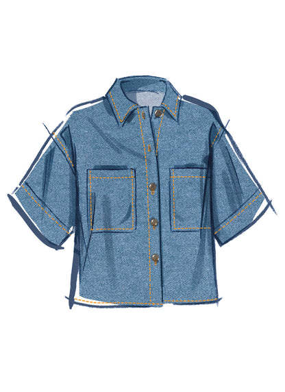 McCall's M8606 button front shirt sewing pattern envelope