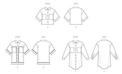 McCall's M8606 button front shirt sewing pattern envelope