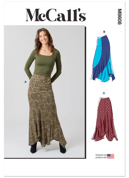 McCall's M8608 ankle length skirt sewing pattern envelope