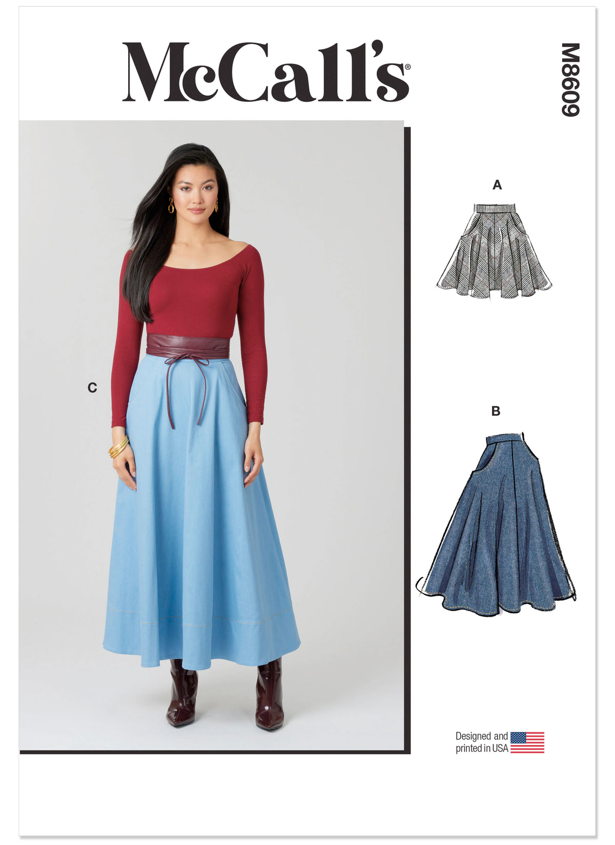 McCall's M8609 flared skirt sewing pattern envelope