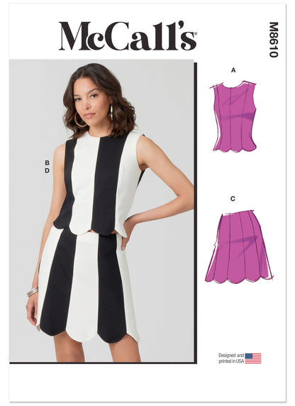 McCall's M8610 knit top and skirt sewing pattern envelope