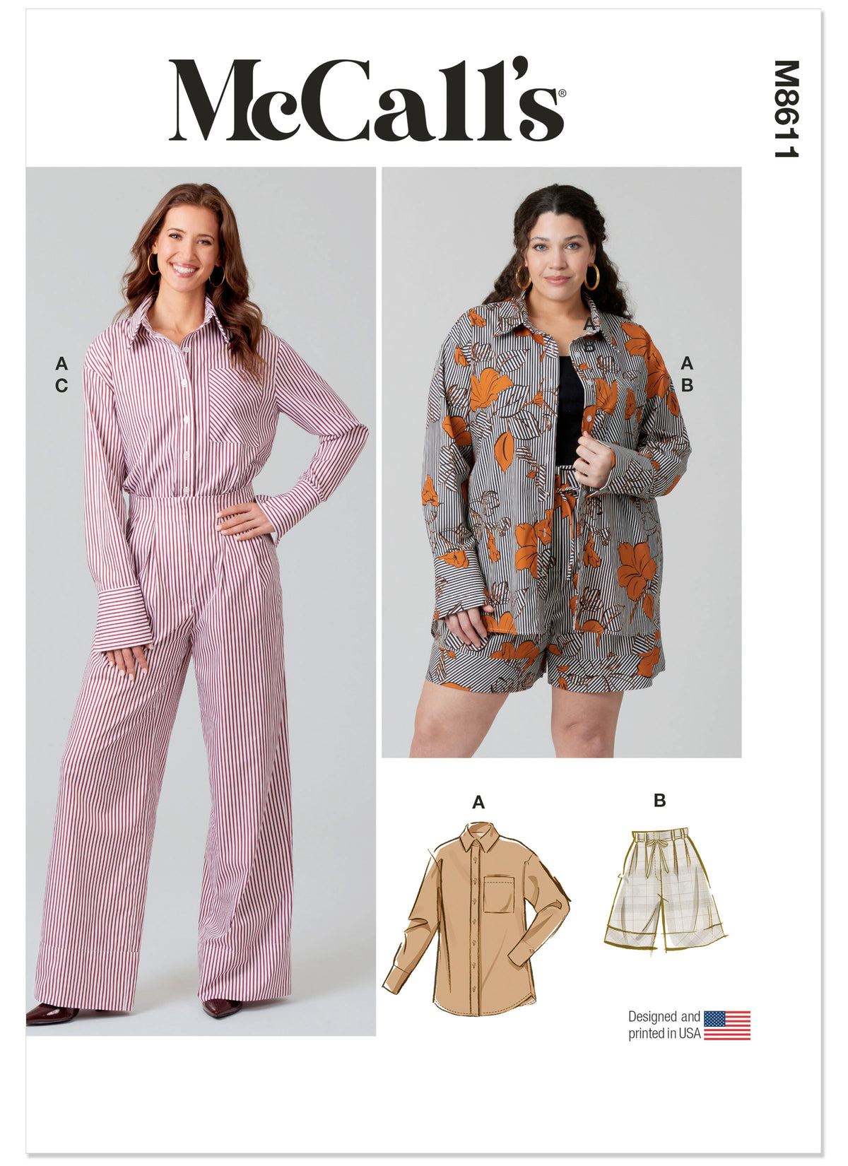 McCall's M8611 semi-fitted shirt sewing pattern envelope
