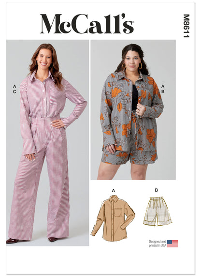 McCall's M8611 semi-fitted shirt sewing pattern envelope