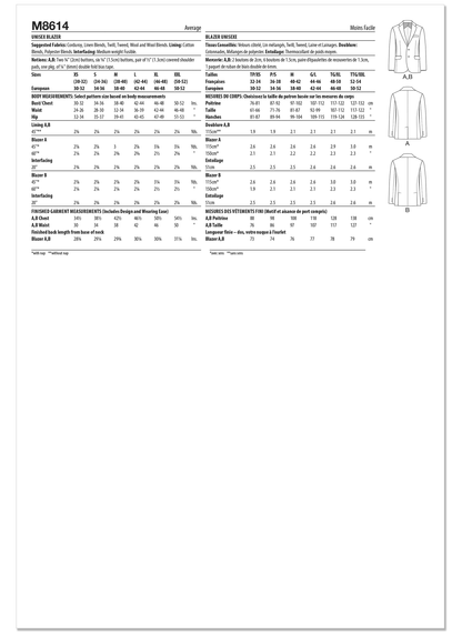 McCall's M8614 unisex blazer sewing pattern envelope