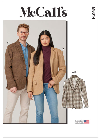 McCall's M8614 unisex blazer sewing pattern envelope