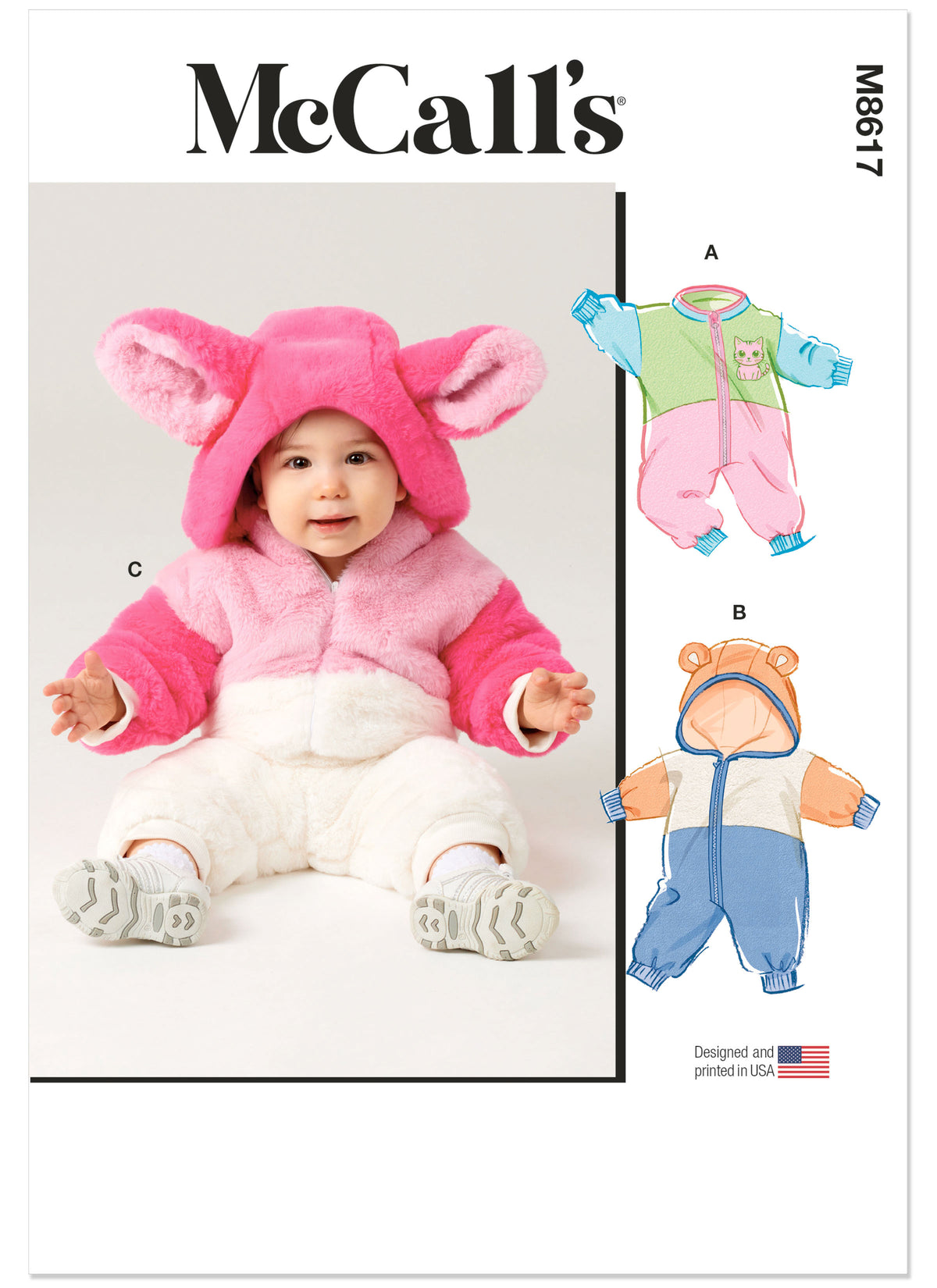 McCall's M8617 baby jumpsuit sewing pattern envelope