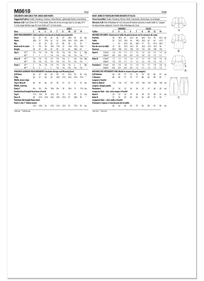 McCall's M8618 children's top and dress sewing pattern envelope