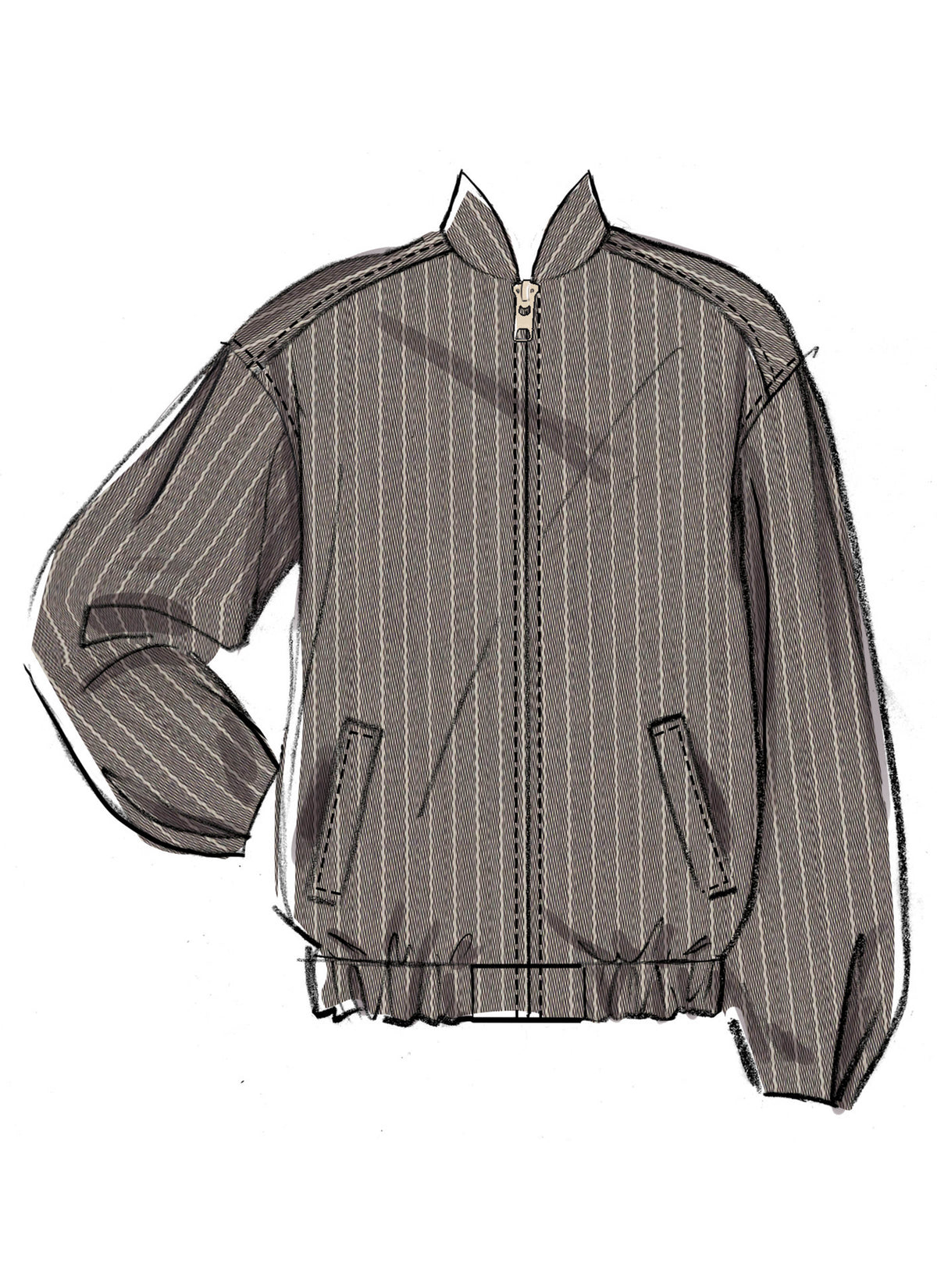 McCall's M8629 sewing pattern envelope showing a lined blouson jacket, very loose fitting through the bust