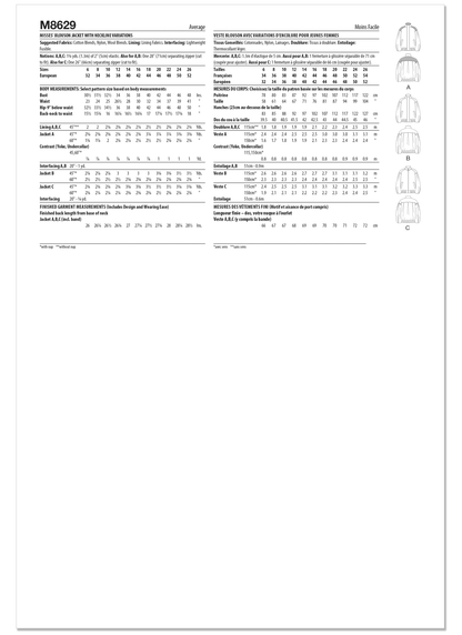 McCall's M8629 sewing pattern envelope showing a lined blouson jacket, very loose fitting through the bust