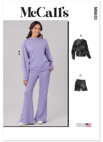 McCall's M8633 sewing pattern envelope showing a sweatshirt and hoodie